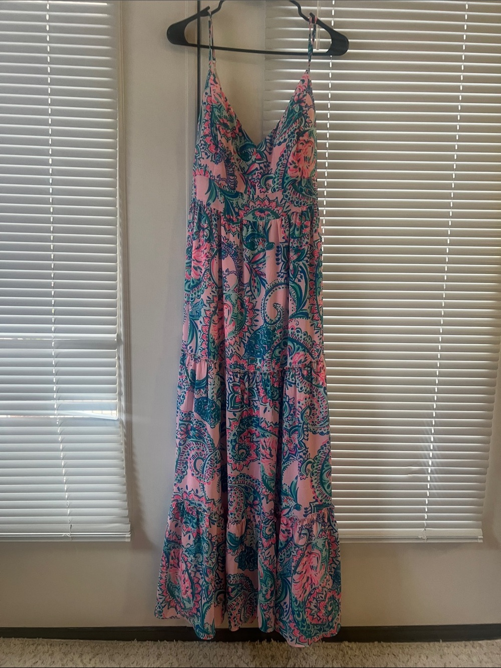 Lilly Pulitzer Pink and Teal Paisley Maxi Dress